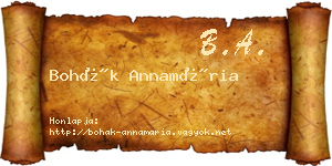 Bohák Annamária névjegykártya