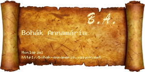 Bohák Annamária névjegykártya